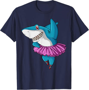 Ballerina Shark Ballet Dancer Shark Tutu Dance Party T-Shirt - T-Shirt | Navy