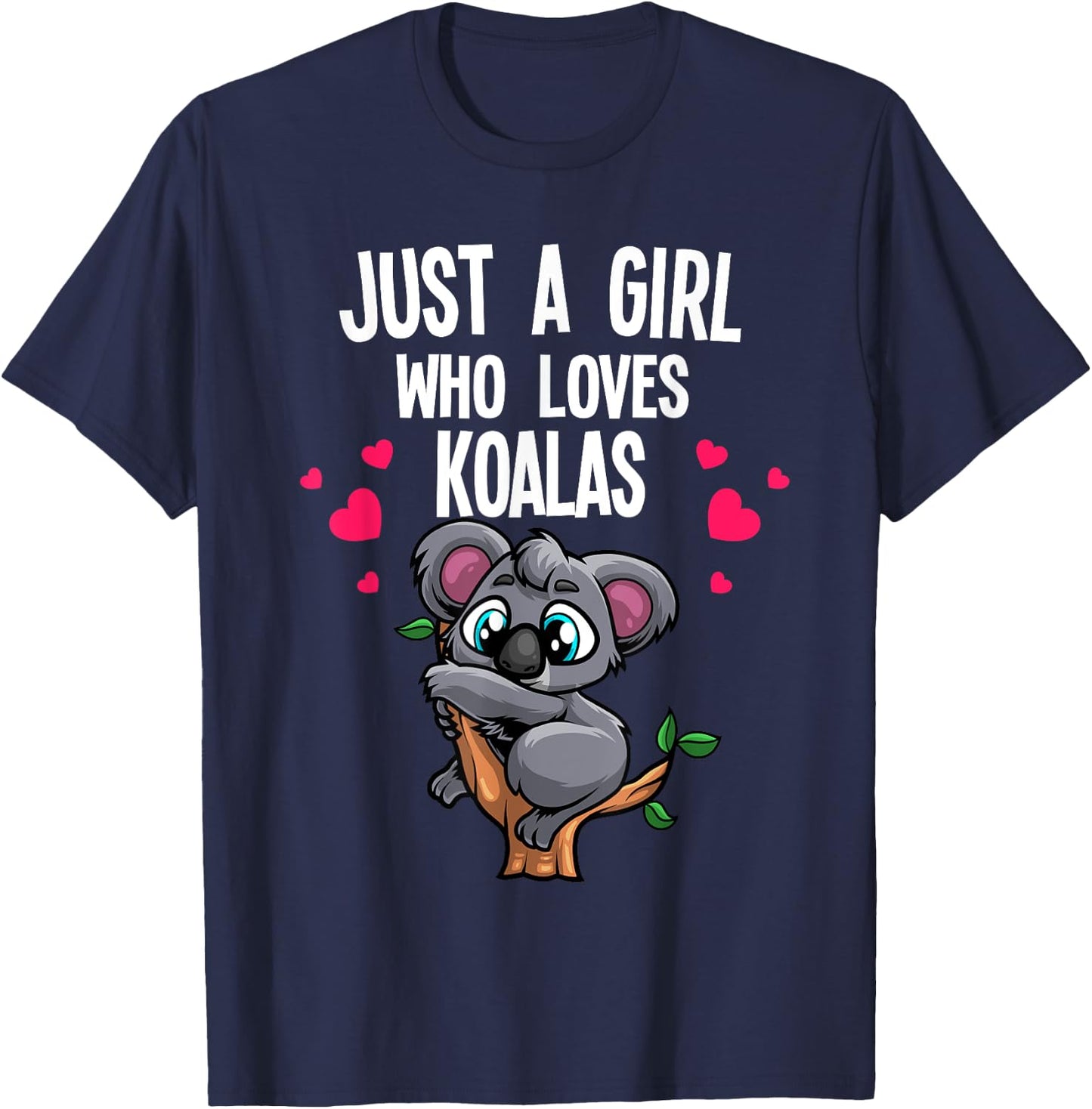 Funny Koala Bear For Girls Women Australian Animal Hearts T-Shirt - T-Shirt | Navy