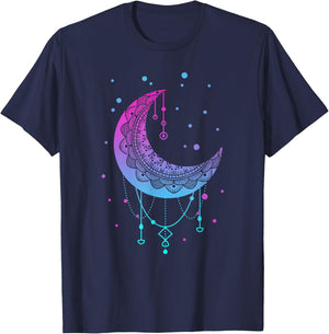 Kawaii Colorful Pastel Goth Moon T-Shirt - T-Shirt | Navy