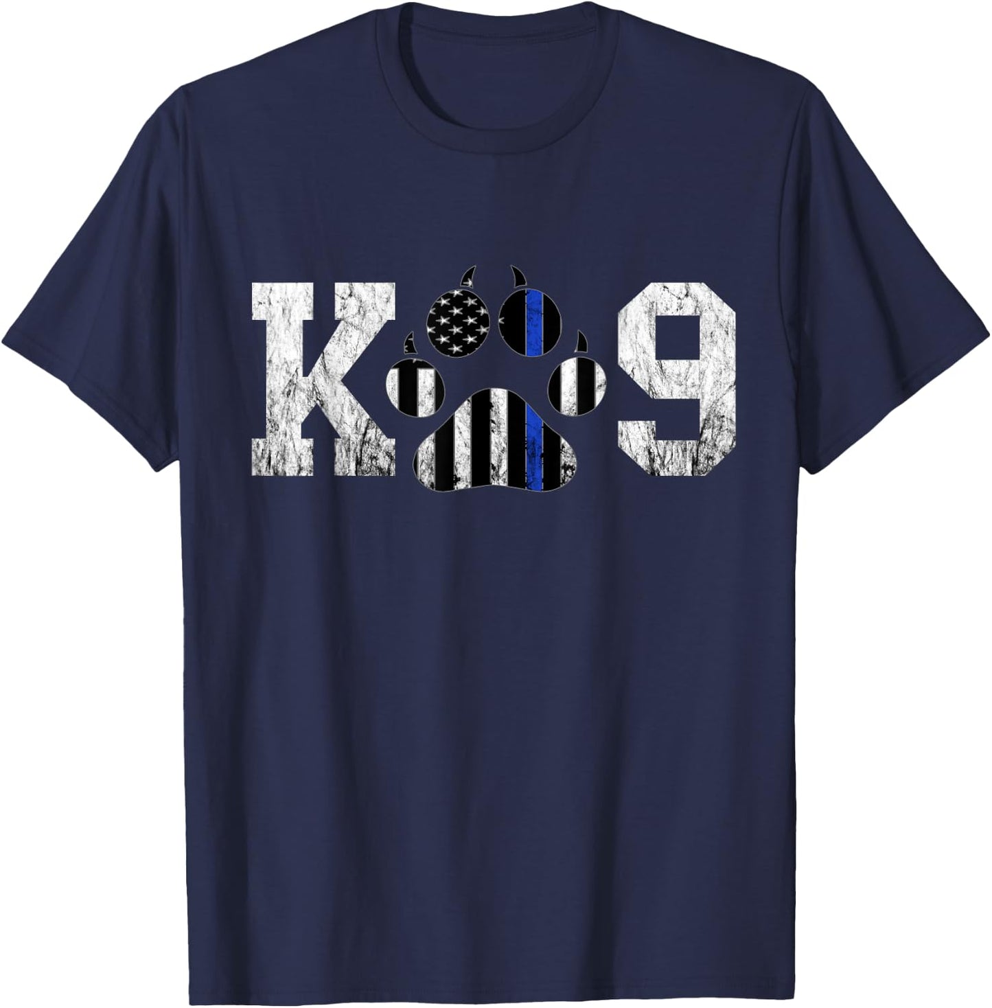 Police Officer Thin Blue Line K9 Dog Paw Police Dog Officer Men Women Girls Kids T-Shirt - T-Shirt | Navy