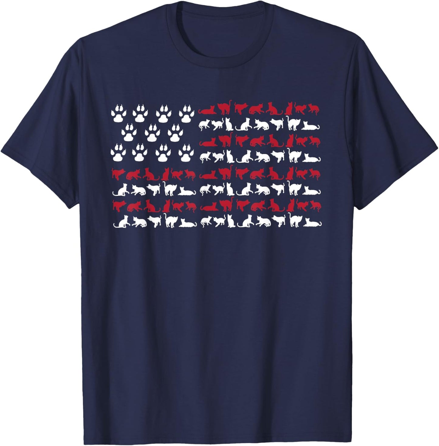4th of July Shirt Cat Meowica American Flag USA T-Shirt - T-Shirt | Navy