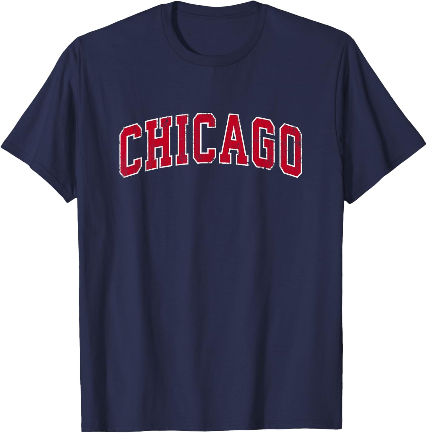 Chicago Illinois IL Vintage Sports Design Red Design T-Shirt - T-Shirt | Navy