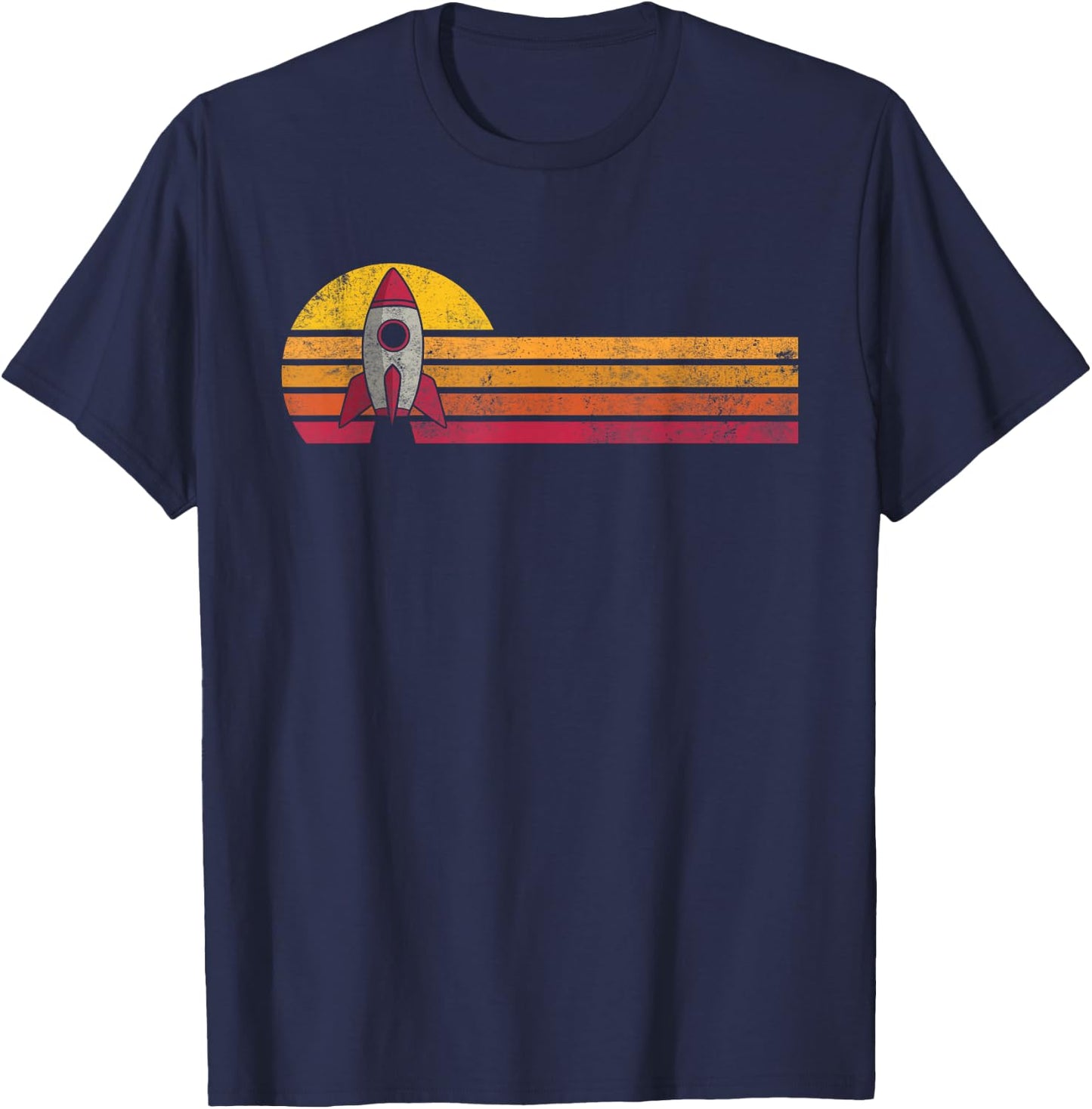 Vintage Style Space Ship Silhouette Retro Space Science Gift T-Shirt - T-Shirt | Navy