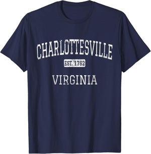 Charlottesville Virginia VA Vintage T-Shirt - T-Shirt | Navy