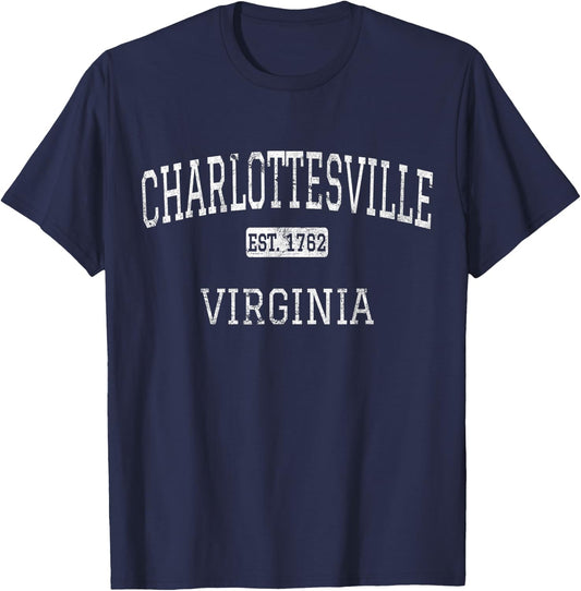 Charlottesville Virginia VA Vintage T-Shirt - T-Shirt | Navy