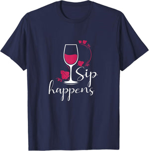 Funny Sip Happens Wine Squad Party Team Bride T-Shirt - T-Shirt | Navy