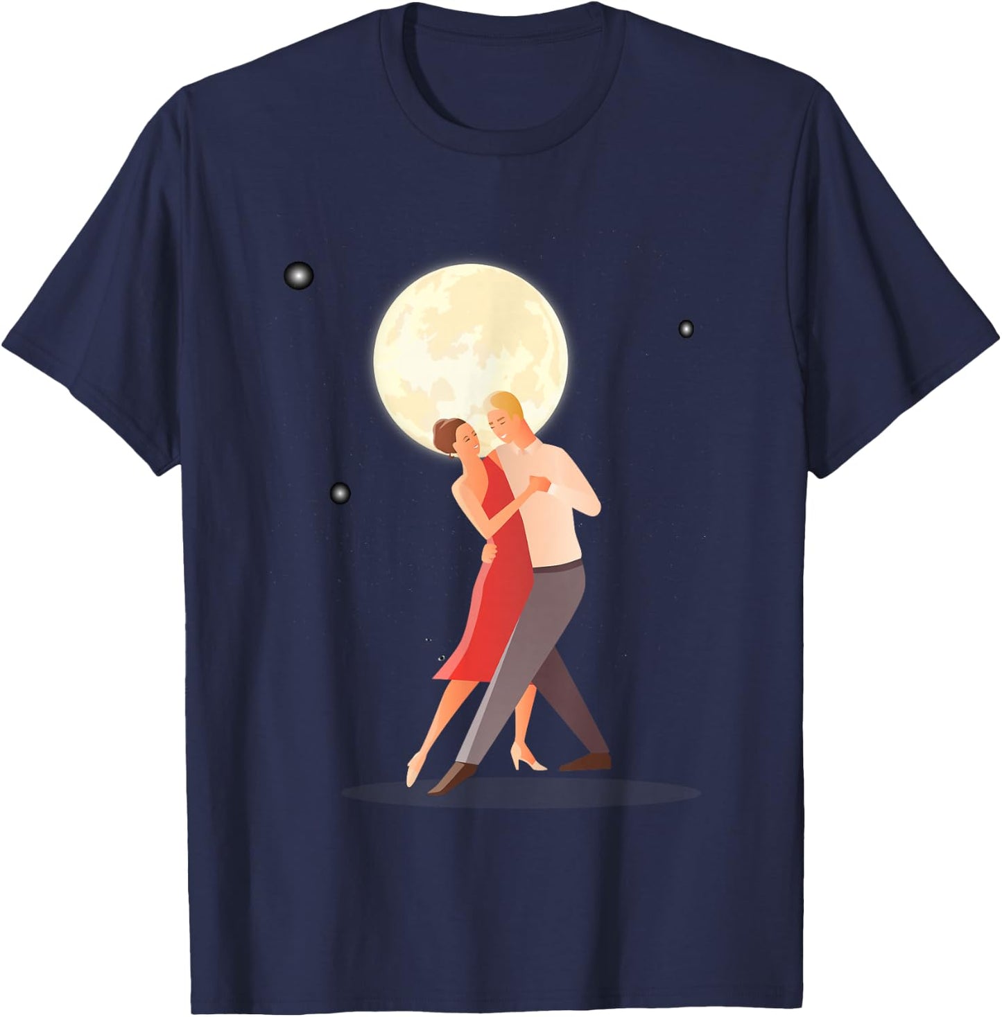 Love Dancing In The Moonlight With Light Stars In Dark Night T-Shirt - T-Shirt | Navy
