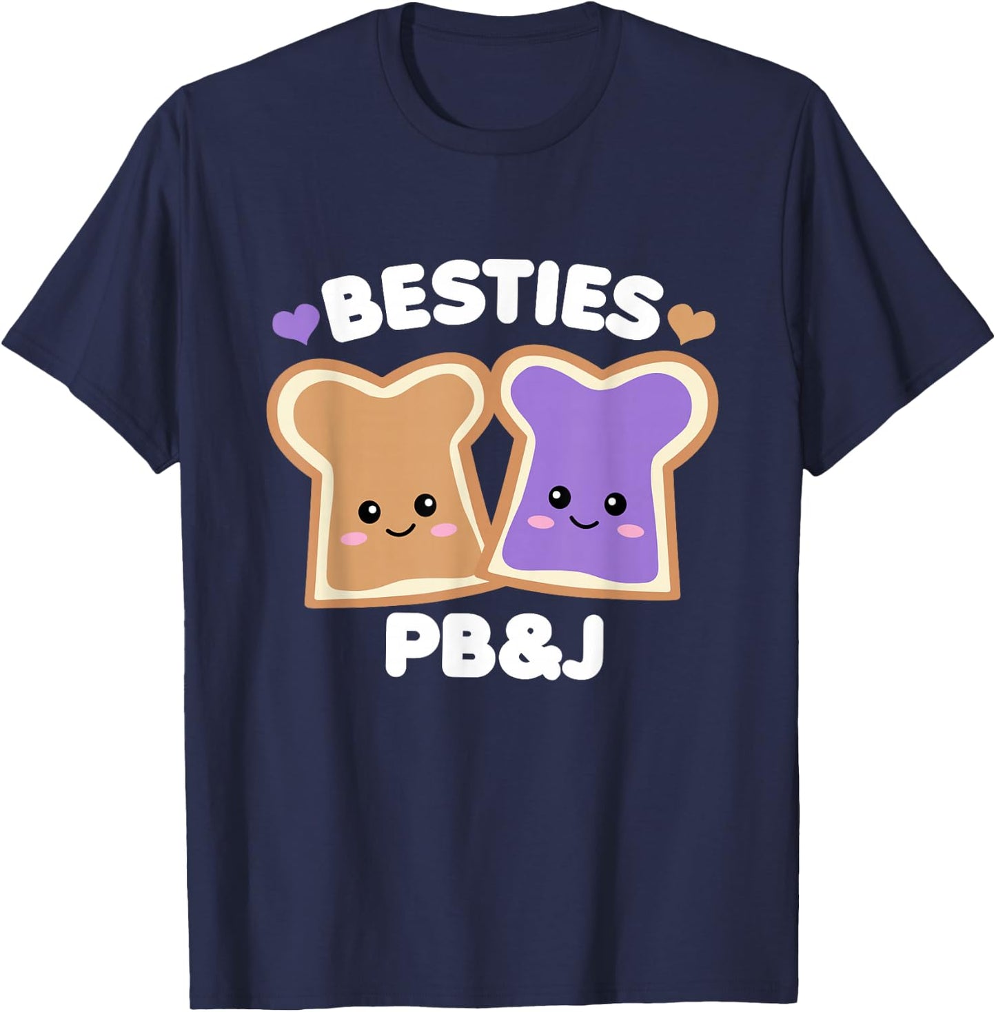 Peanut Butter Girls Besties Cute PB&J BFF White Text Kawaii T-Shirt - T-Shirt | Navy