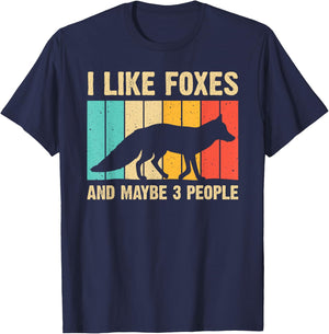 Funny Fox Design For Fox Lovers Men Women Kids Introverts T-Shirt - T-Shirt | Navy