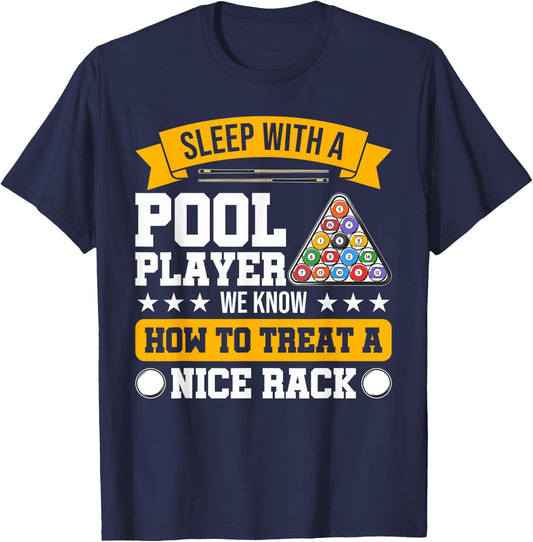Sleep With A Pool Player - Funny Pool Player Billiards Humor T-Shirt - T-Shirt | Navy