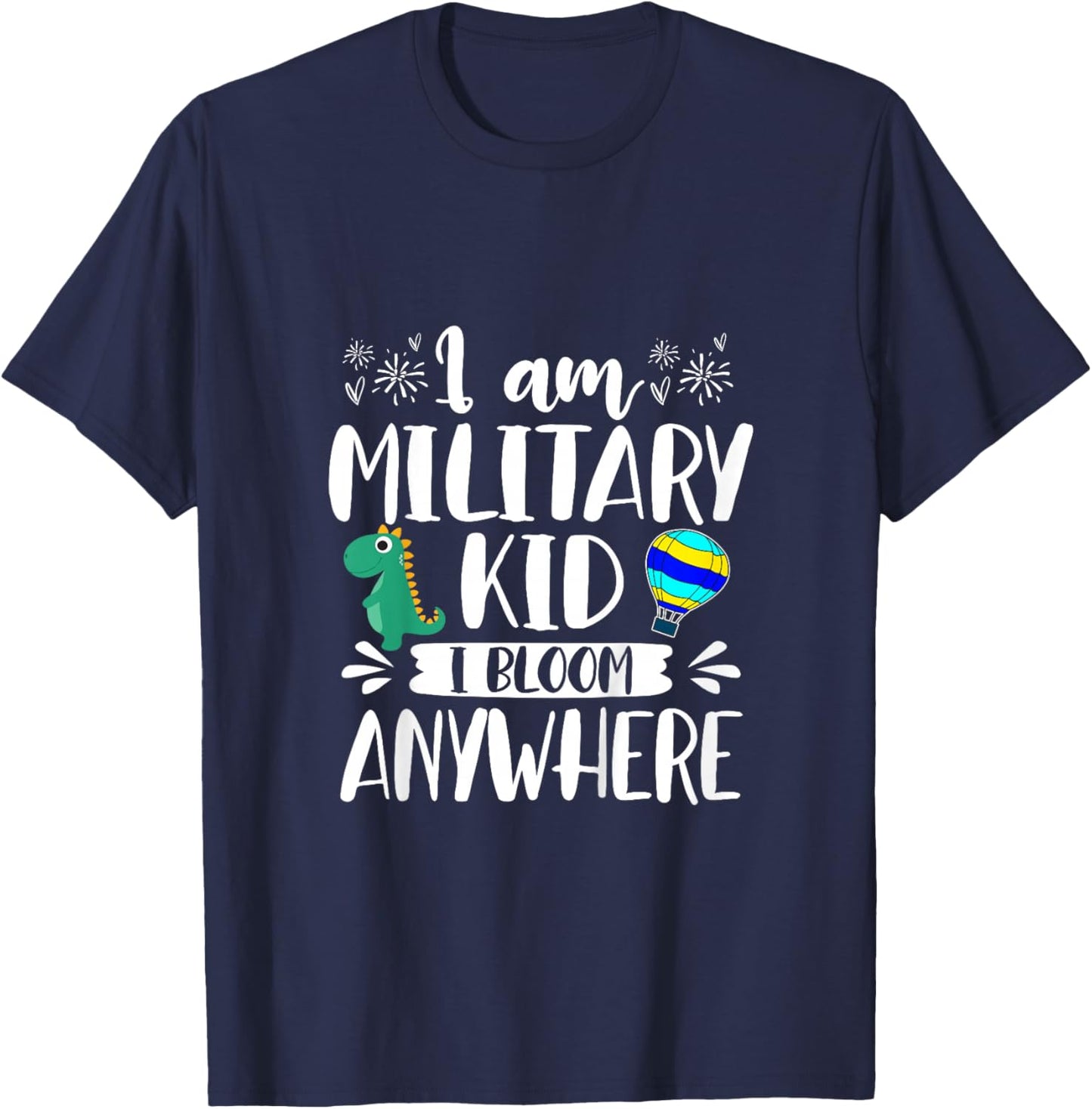 Kids I’m Military Kid I Bloom Anywhere Purple Up Military Baby T-Shirt - T-Shirt | Navy