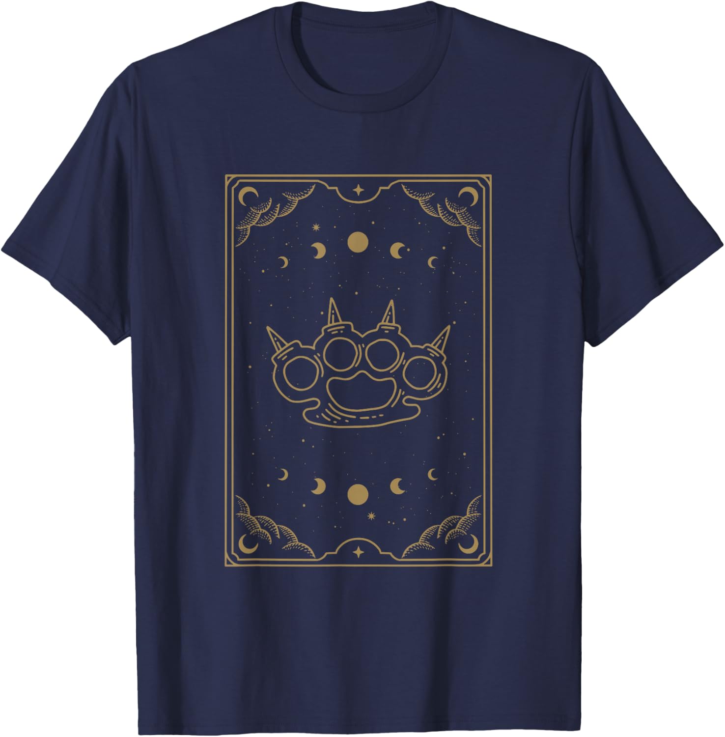 Holy Brass Knuckles - Witchy Tarot Card Aesthetic T-Shirt - T-Shirt | Navy