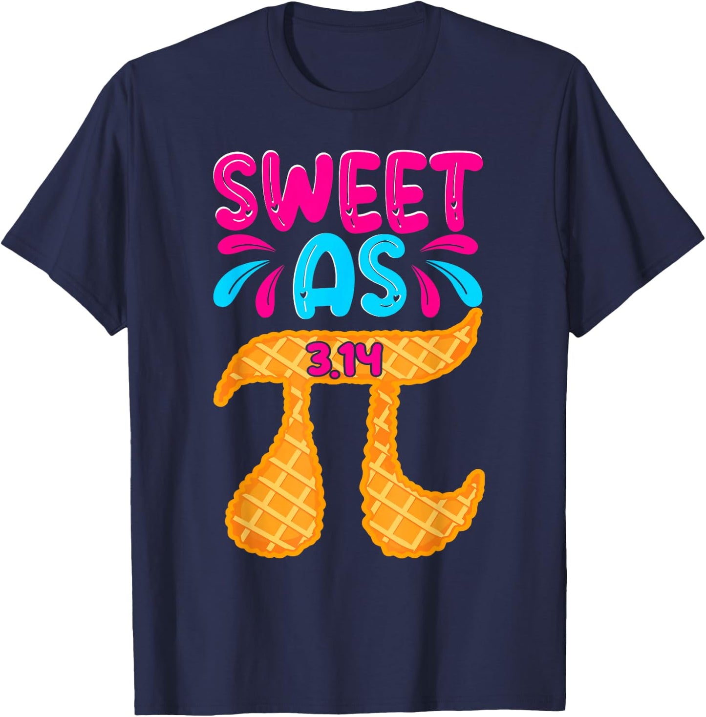 Sweet As 3.14 Pie Funny Pi Day Math Teacher Boys Girls Kids T-Shirt - T-Shirt | Navy