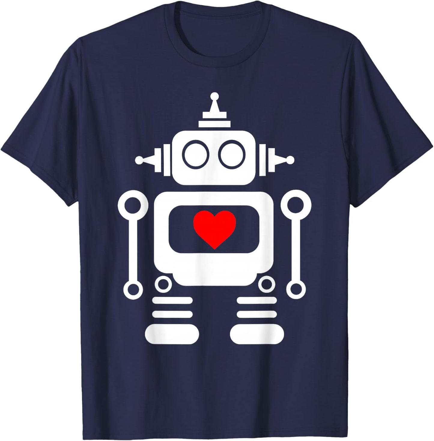 Cute Robot with Red Heart for kids and Adults T-Shirt - T-Shirt | Navy