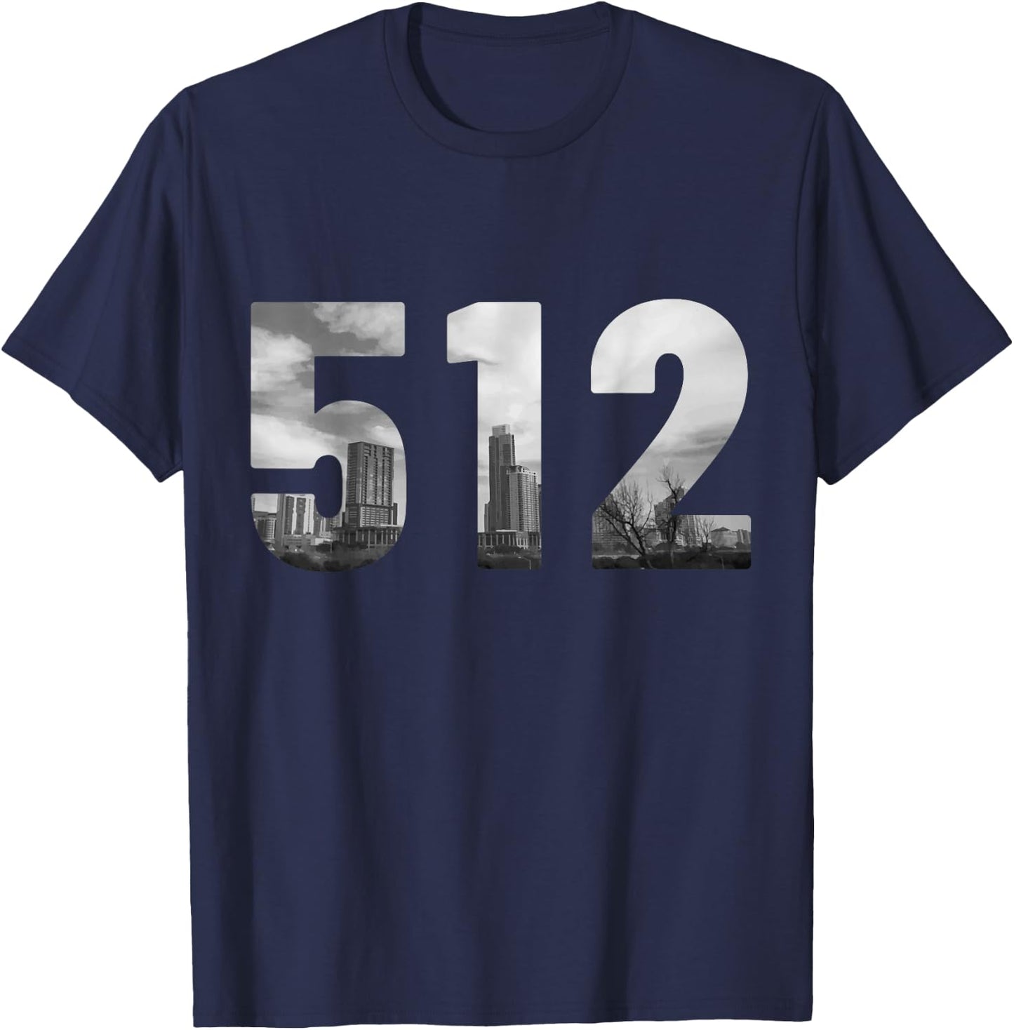 Austin 512 Area Code Skyline Texas Pride Vintage T-Shirt - T-Shirt | Navy