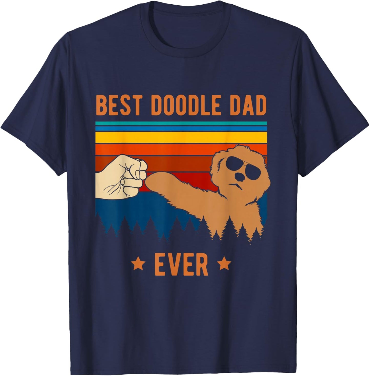 Best Doodle Dad Ever - Funny Dog Goldendoodle Labradoodle Small T-Shirt - T-Shirt | Navy