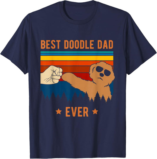 Best Doodle Dad Ever - Funny Dog Goldendoodle Labradoodle Small T-Shirt - T-Shirt | Navy