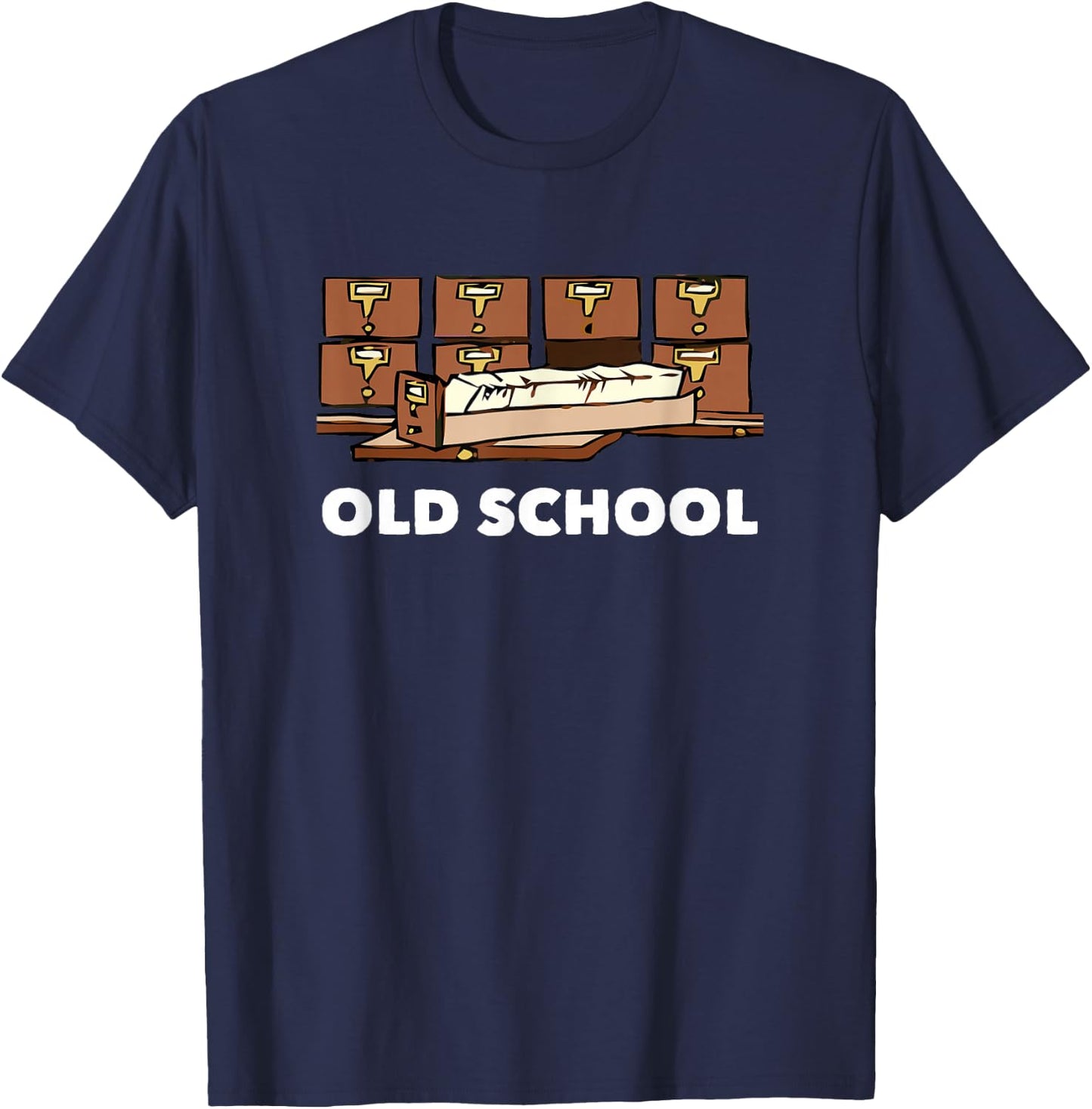 Card Catalog Old School Librarian Gift T-Shirt - T-Shirt | Navy