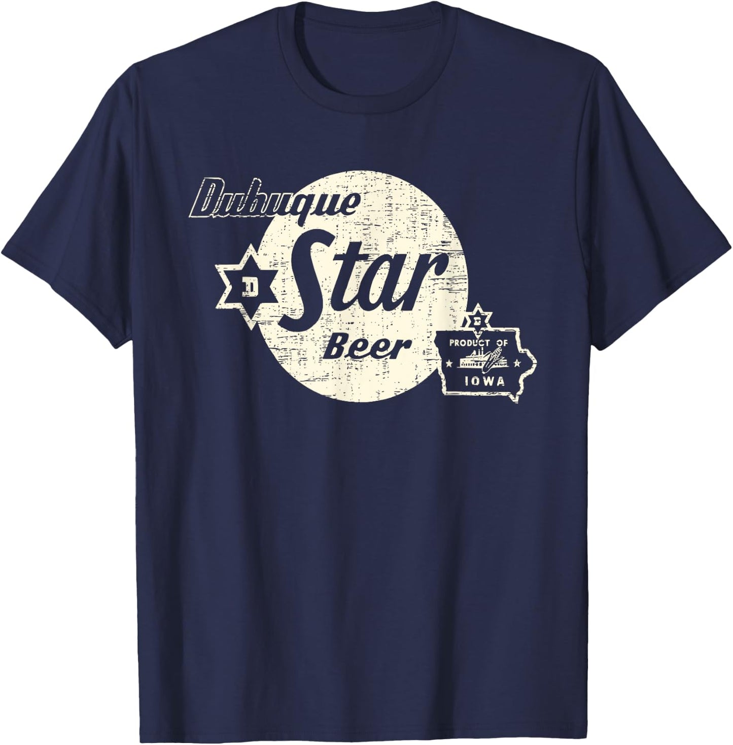 Vintage Advertising Art Dubuque Iowa Restaurant Bar , Men's -Adults Black 3X-Large Short Sleeve Classic Fit Cotton T-Shirt - T-Shirt | Navy