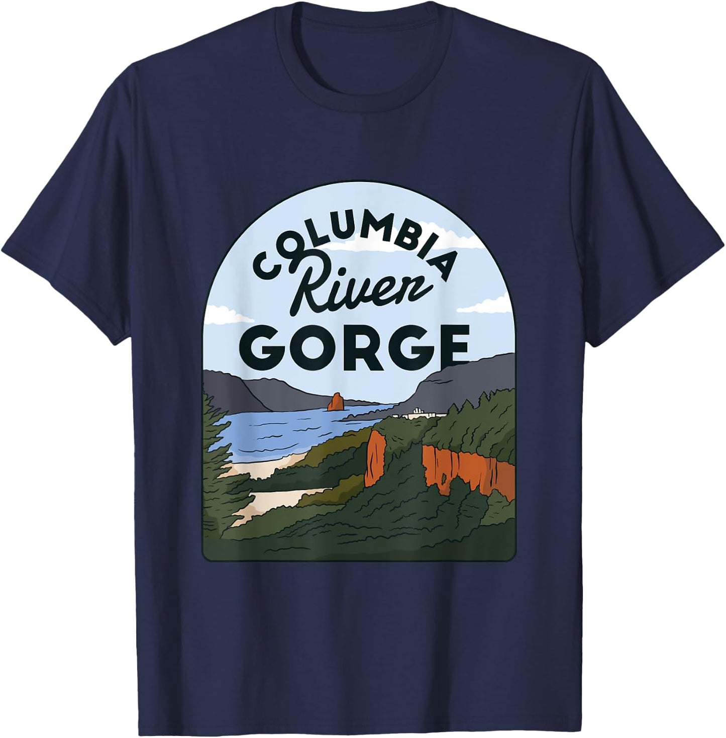 Columbia River Gorge Oregon Travel Nature Portland Salem T-Shirt - T-Shirt | Navy