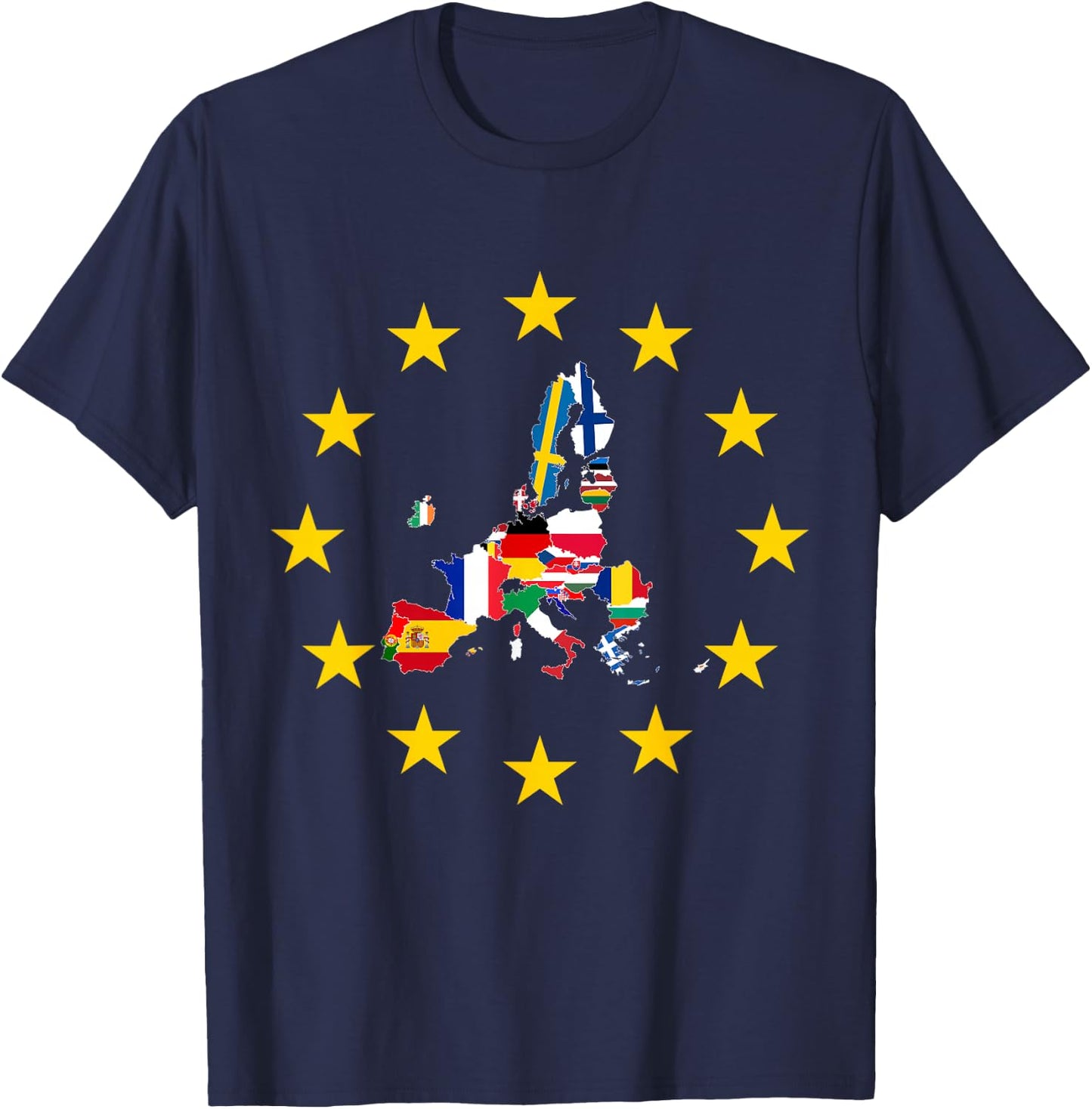 Europe Flag, Europe Countries, European Flag, European Union T-Shirt - T-Shirt | Navy