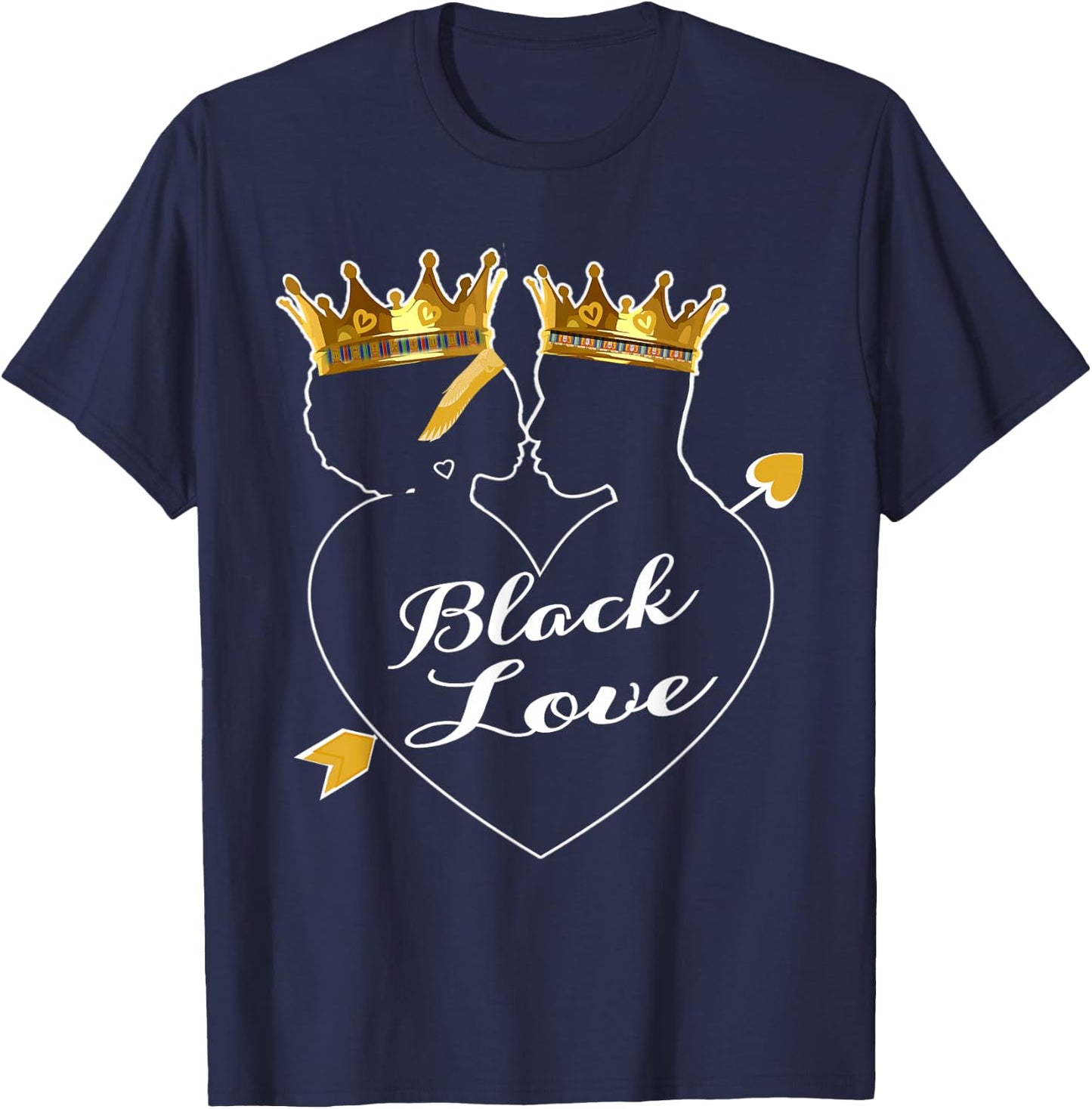 African American Valentines Day Black Love King Queen Couple T-Shirt - T-Shirt | Navy