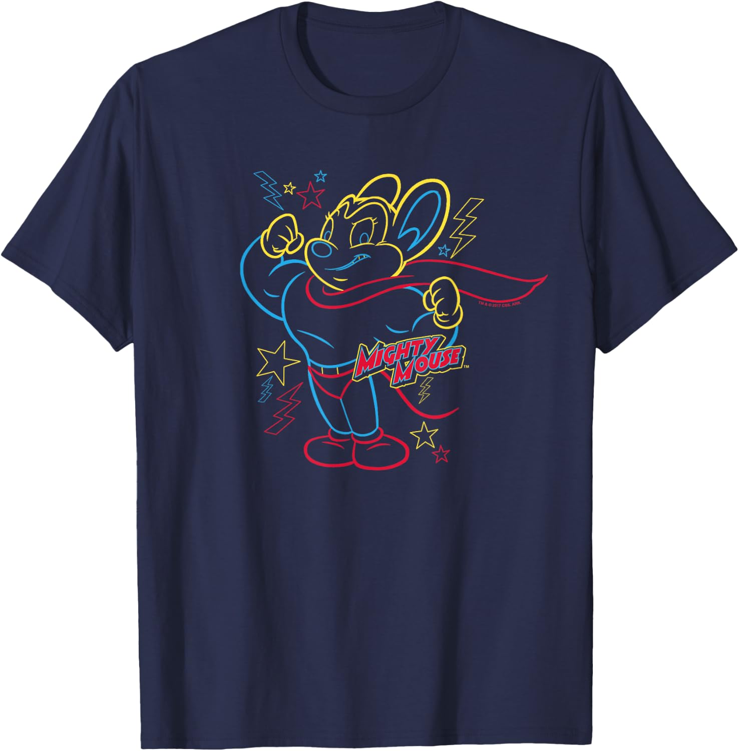 Mighty Mouse Neon Hero T-Shirt - T-Shirt | Navy
