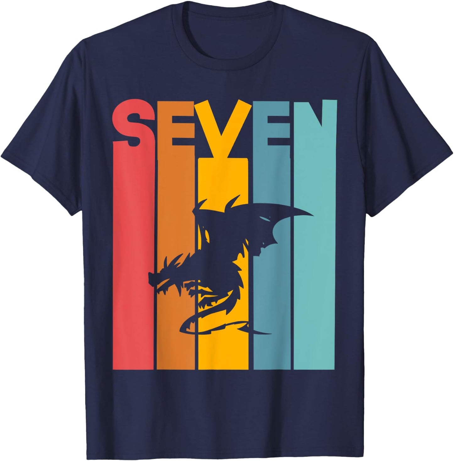 7th Birthday Dragon Children 7 Years Old T-Shirt - T-Shirt | Navy