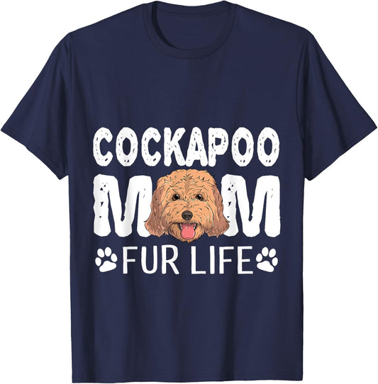 Cockapoo Mom Fur Life Dog Pun Mother's Day Cute T-Shirt - T-Shirt | Navy