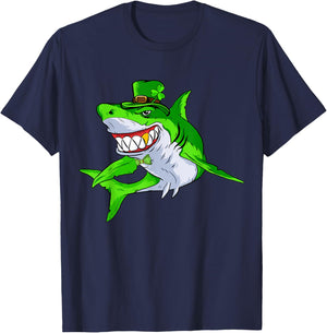 Leprechaun Shark St Patricks Day Pajama Kids Boys Girls Men T-Shirt - T-Shirt | Navy