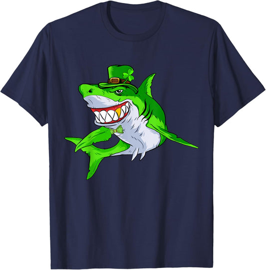 Leprechaun Shark St Patricks Day Pajama Kids Boys Girls Men T-Shirt - T-Shirt | Navy
