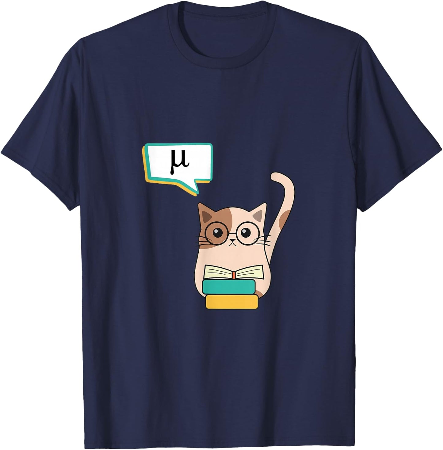 Funny Science Cat Designs: Quantum Kitty - -Adults' Black Cat - Small - Short Sleeve - Classic Fit T-Shirt - T-Shirt | Navy