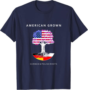 German and Polish Roots - American Grown T-Shirt - T-Shirt | Navy