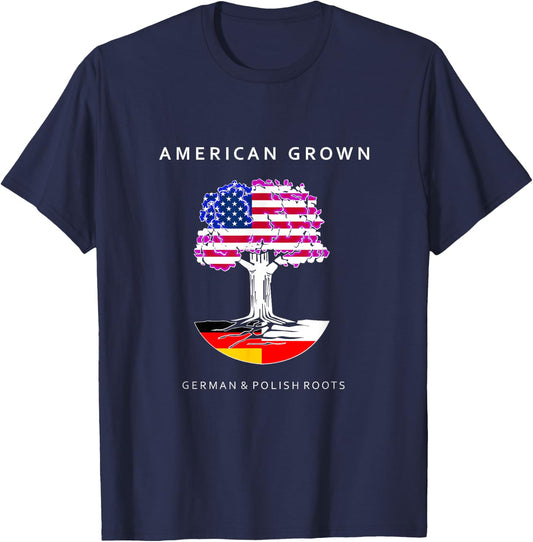 German and Polish Roots - American Grown T-Shirt - T-Shirt | Navy