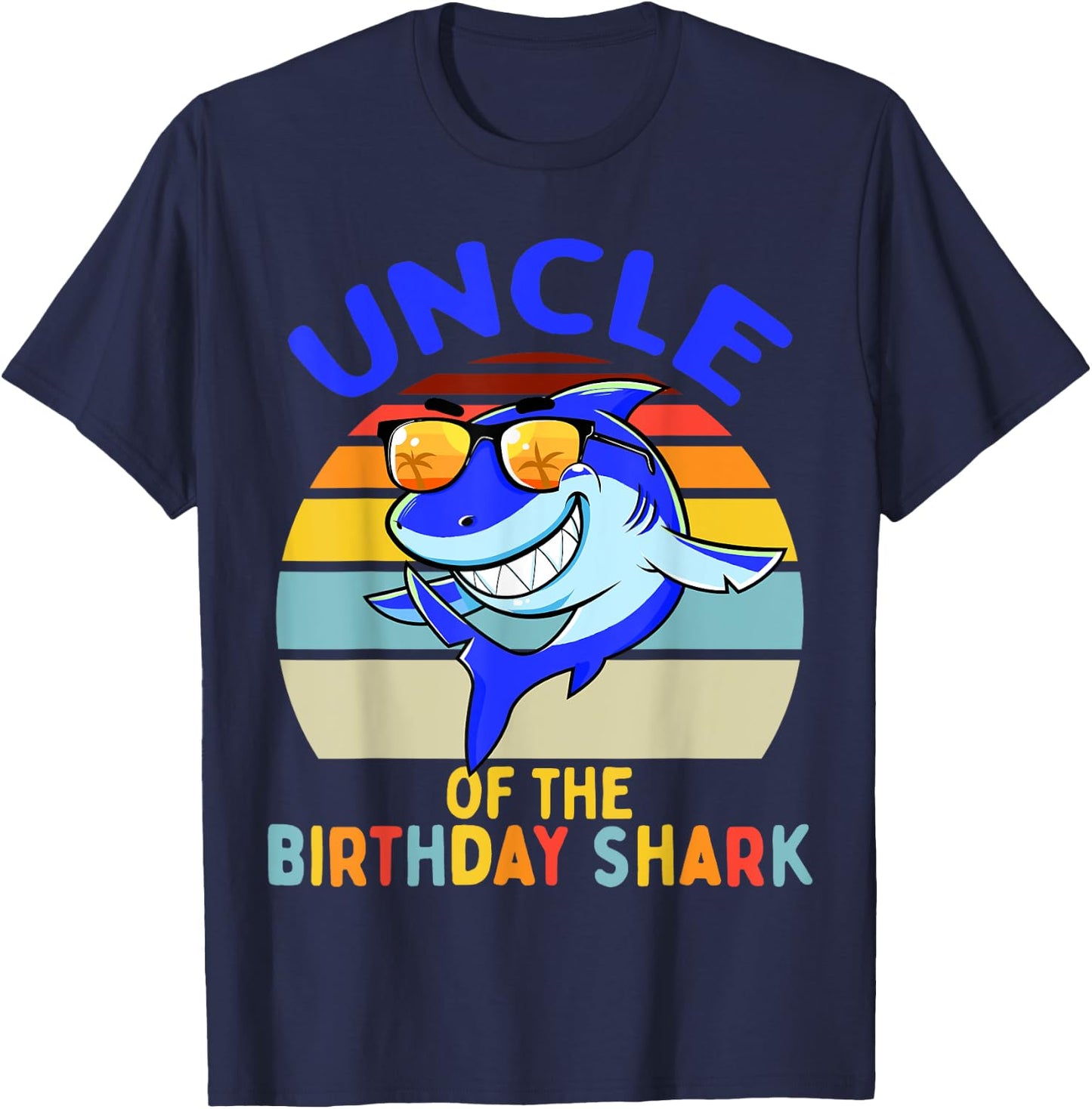 Uncle of the Shark Birthday Matching Family T-Shirt - T-Shirt | Navy