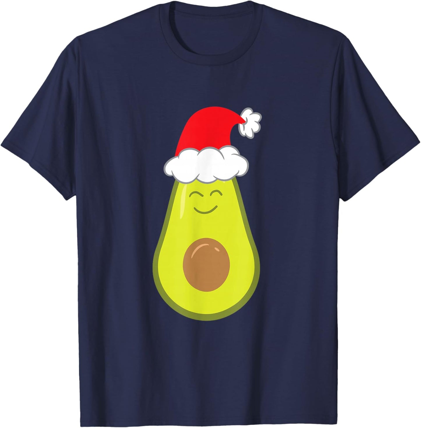 Funny Avocado Christmas Avocado Santa Hat Christmas Avocado T-Shirt - T-Shirt | Navy