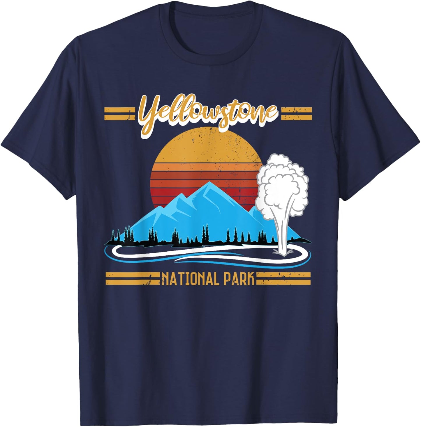 Vintage Yellowstone National Park Retro T-Shirt - T-Shirt | Navy