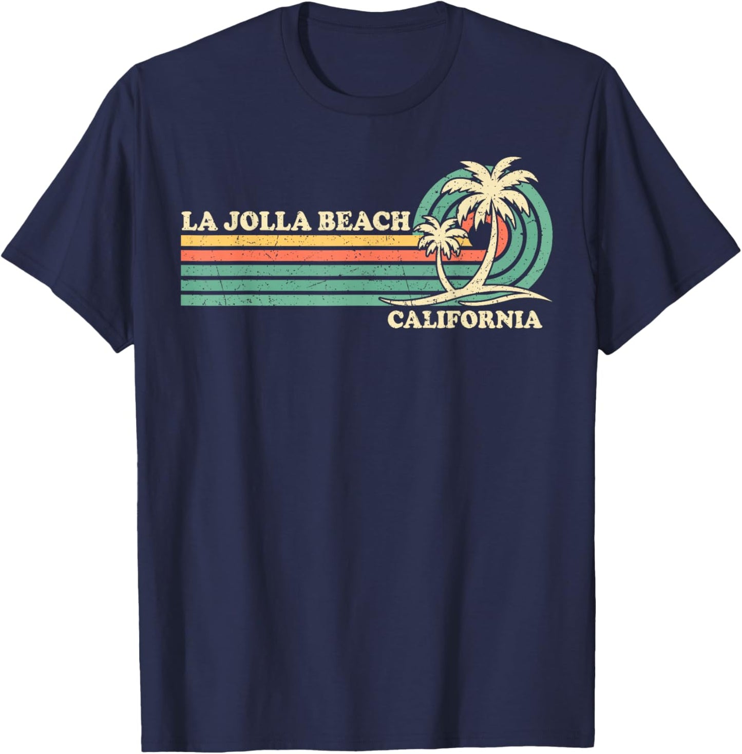 Vintage Retro Summer Vacation California La Jolla Beach T-Shirt - T-Shirt | Navy