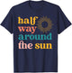 Half Way Around the Sun Retro Half Birthday Boho T-Shirt - T-Shirt | Navy