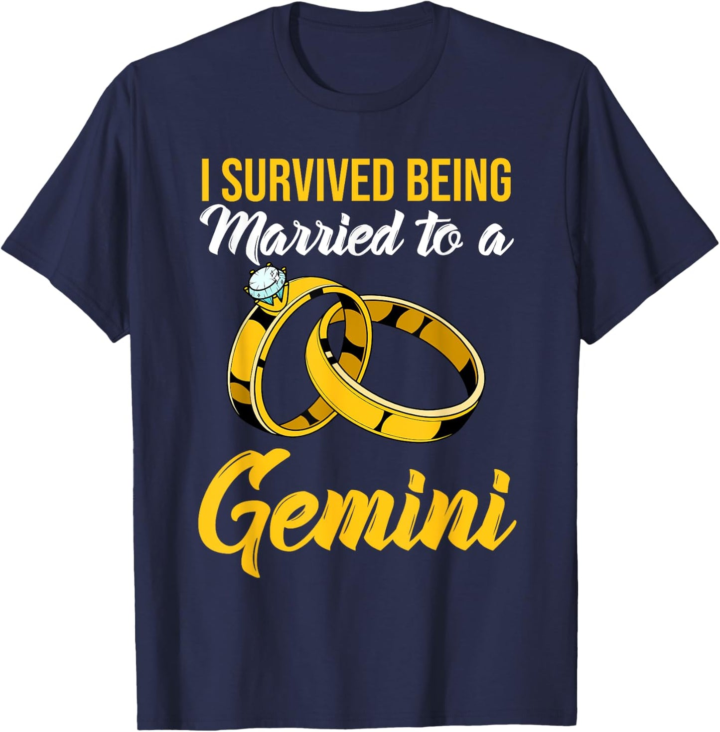 I Survived Being Married To Gemini Twins Constellation T-Shirt - T-Shirt | Navy