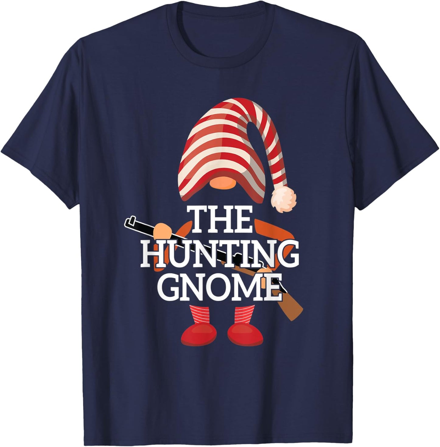 The Gnome Hunting Matching Family Christmas Deer Hunting T-Shirt - T-Shirt | Navy