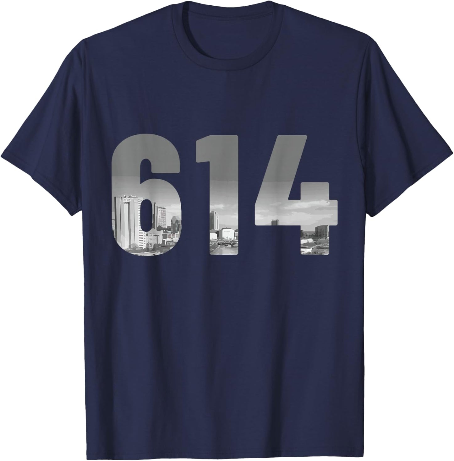 Columbus 614 Area Code Skyline Ohio Vintage T-Shirt - T-Shirt | Navy