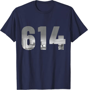 Columbus 614 Area Code Skyline Ohio Vintage T-Shirt - T-Shirt | Navy