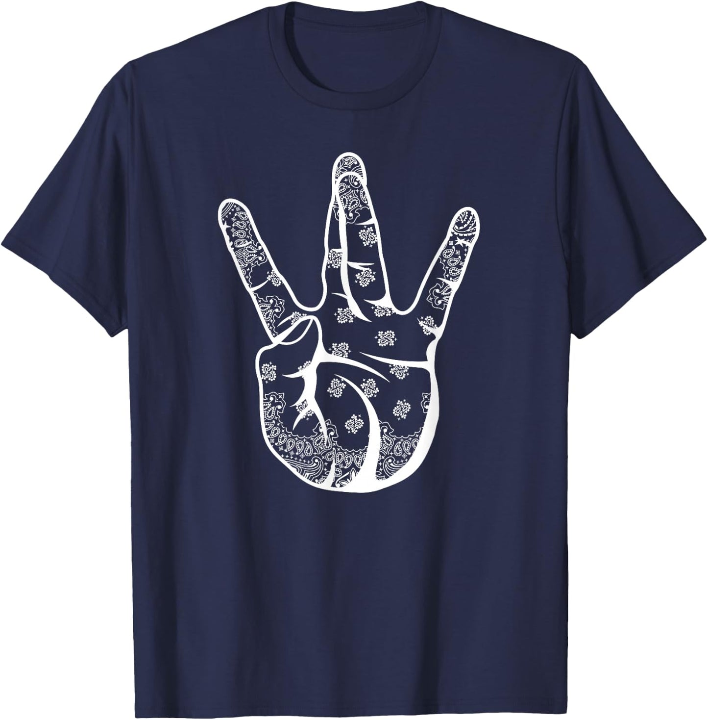 Westside Bandana Hand Shield Gangsta Rap T-Shirt - T-Shirt | Navy