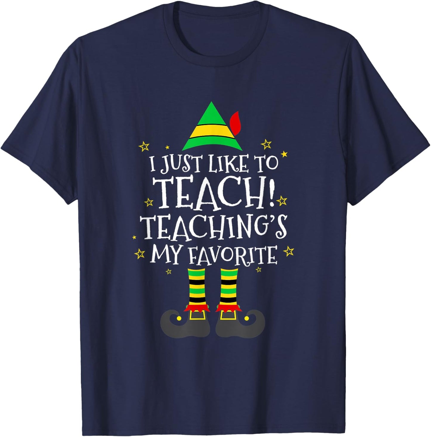 Funny Teacher Christmas Shirt Teaching is My Favorite Xmas Men Women Kids T-Shirt - T-Shirt | Navy