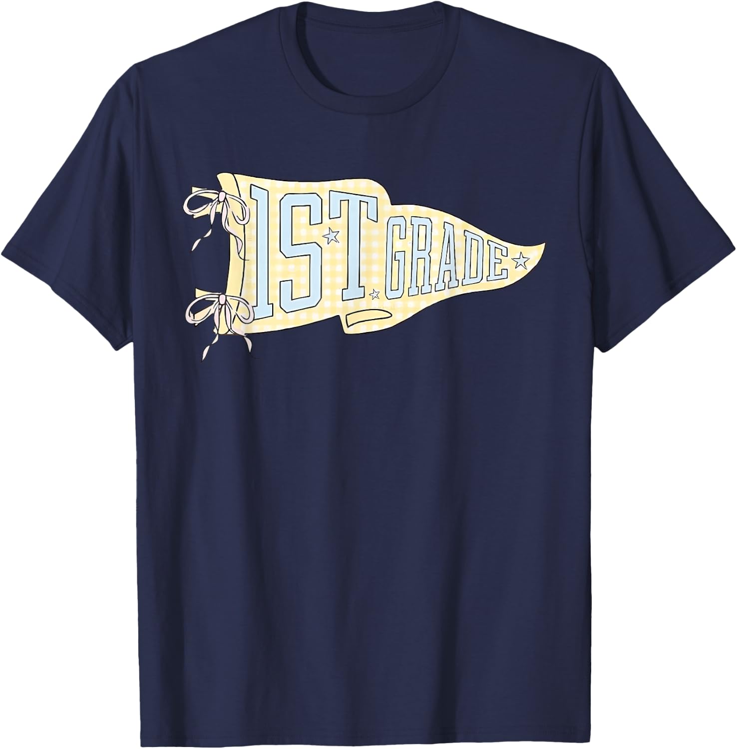 First Grade Back to School Pennant Flag 1st Grade Teacher T-Shirt - T-Shirt | Navy
