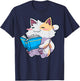 Anime Cat Books Reading English Teacher Kawaii Neko Women Kids T-Shirt - T-Shirt | Navy