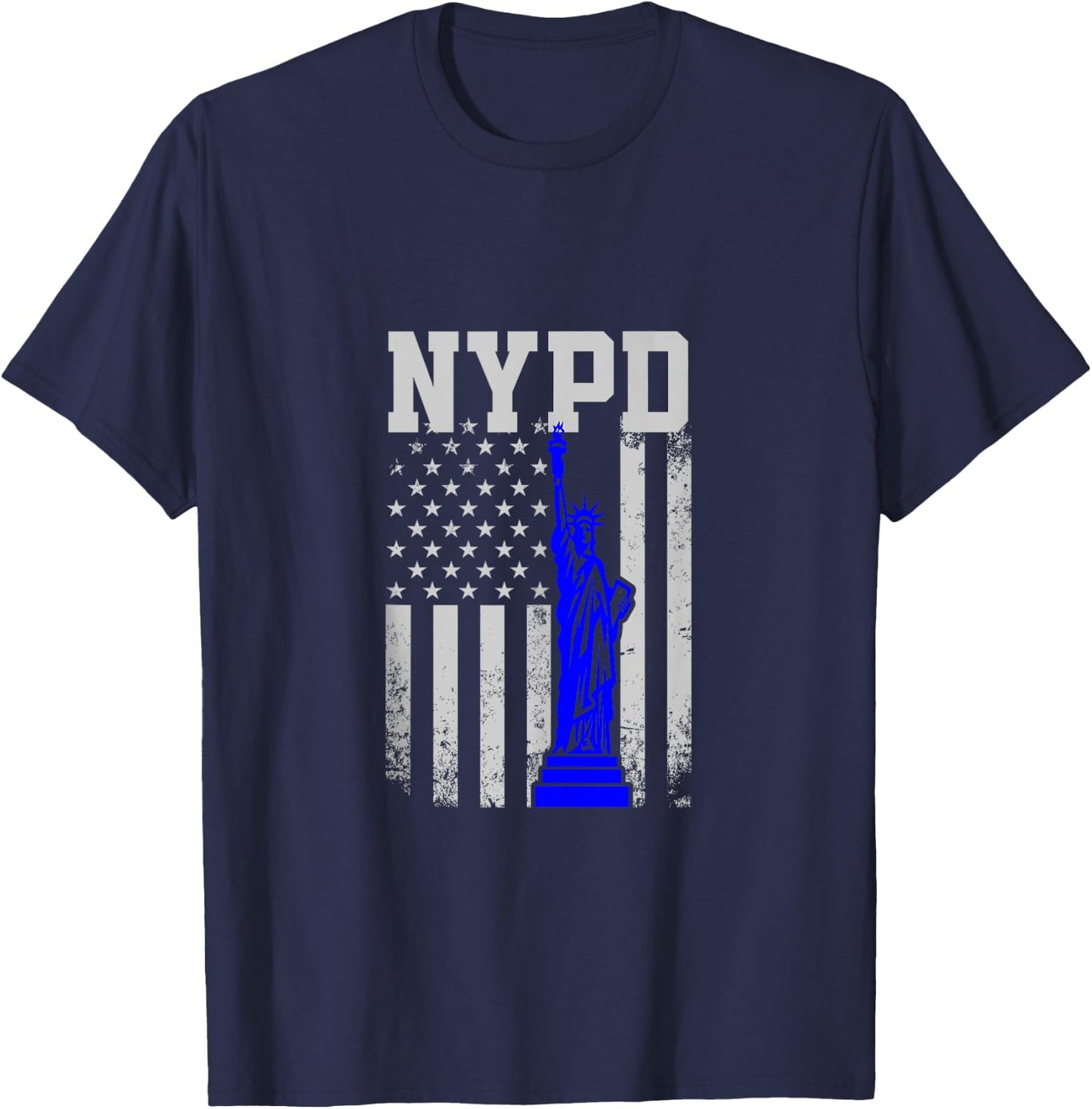 NYPD New York Police Department Statue of Liberty Distressed T-Shirt - T-Shirt | Navy