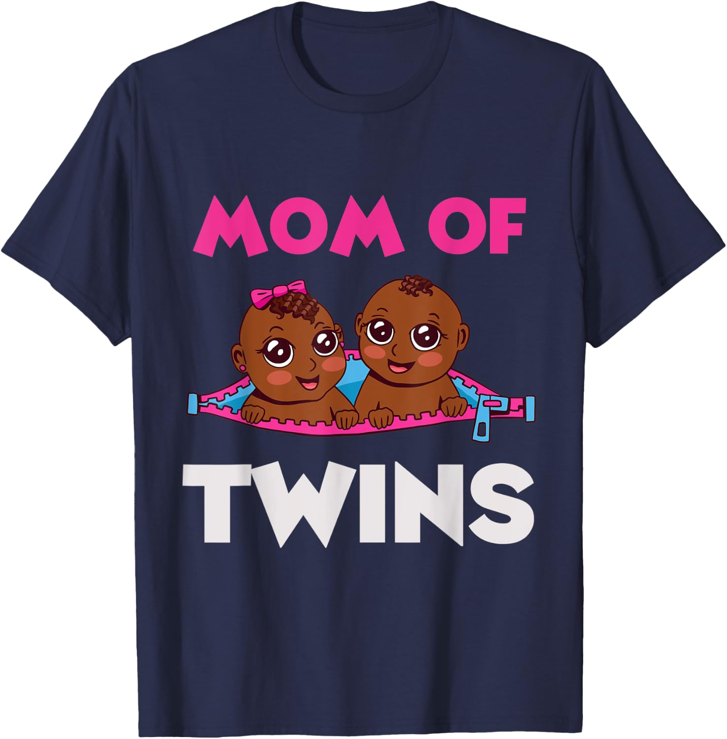 Twins Funny Mom Baby Pregnancy Matching Announcement T-Shirt - T-Shirt | Navy
