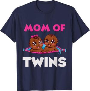 Twins Funny Mom Baby Pregnancy Matching Announcement T-Shirt - T-Shirt | Navy